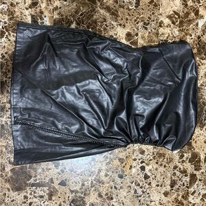 Elegant Black Faux Leather Dress